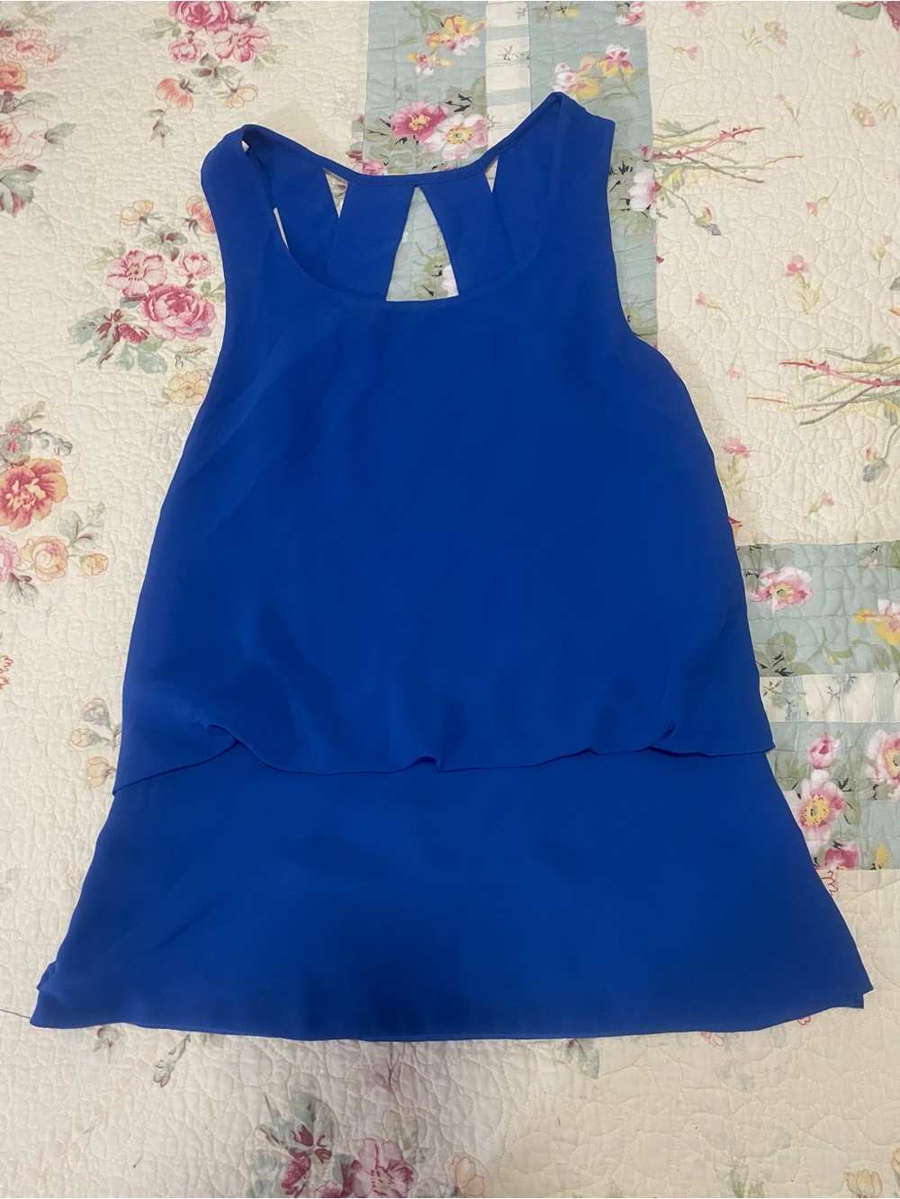 Naked Zebra Royal Blue Sleeveless Keyhole Blouse